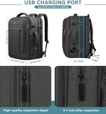 AREYTECO expandable laptop backpack showing expanded compartment space