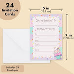 Juvale birthday party invites showing the thick premium matte cardstock texture