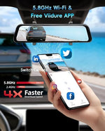 Gloryes mirror dash cam showing interior baby monitor view