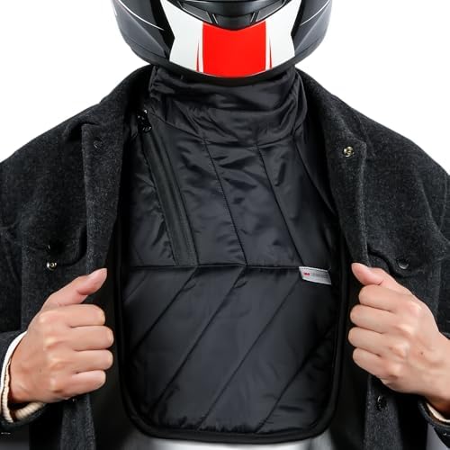 Fleece lined motorcycle chest and neck protector showing interior warmth layer