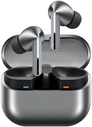 Samsung Galaxy Buds 3 Pro silver earbuds and charging case
