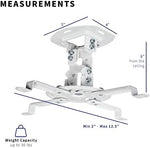 White ceiling projector bracket mounted on ceiling