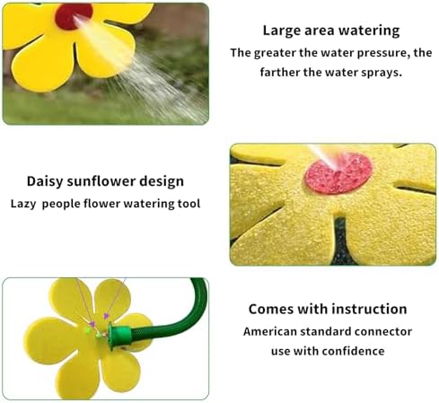 Durable plastic dancing daisy garden sprinkler packaging contents layout