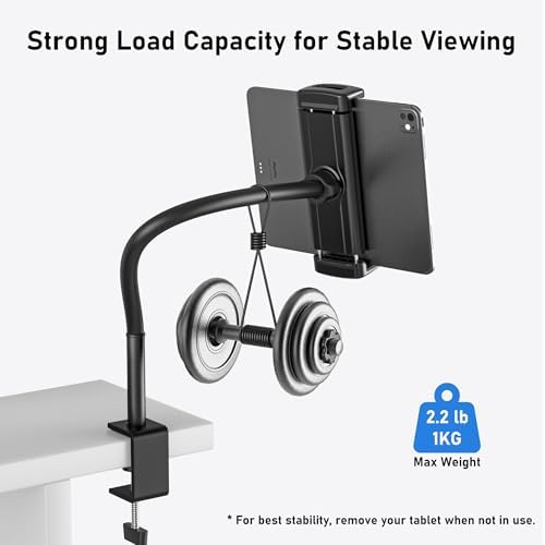 TeQable sturdy tablet mount for desk displaying absolute compatibility with a diverse range of seven to thirteen inch galaxy tab devices.