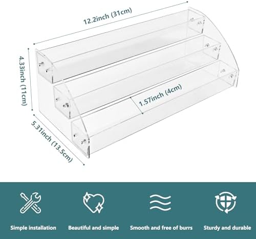 QHQhaven clear tabletop DVD display rack angled view organizing multiple media cases.