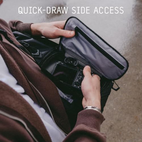Essential Camera Cube insert with adjustable dividers packed with lenses and a DSLR body.