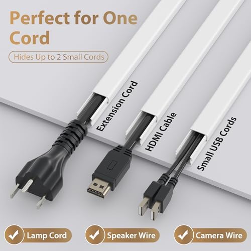 ZhiYo black cable management raceway holding one thick extension cord neatly