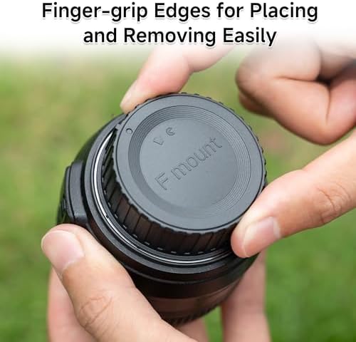 JJC rear lens cap close up displaying the textured grip rim for rapid non slip camera attachment