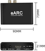 KLEAWARTE eARC to HDMI converter displaying the 3.5mm headphone jack and DC 5V power port