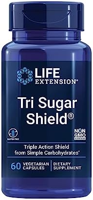 Life Extension Tri Sugar Shield supplement facts label showing sorghum bran and white mulberry extract
