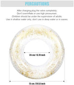 Group of six colorful glitter swimming rings for pool party