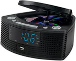 Jensen alarm clock radio with smartphone connected for charging