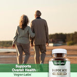 Close-up of Vegan Labs stabilized R-ALA veggie capsules for cellular energy production
