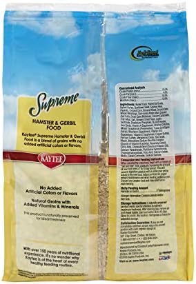 Wholesome small animal food mix close up containing sunflower seeds corn and oats