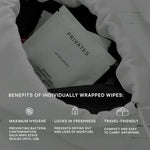 Side view of PRIVATES pH-balanced wipes showing sulfate-free and paraben-free labels