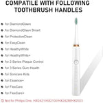 ELFIN white replacement brush heads showing clear protective hygienic plastic covers