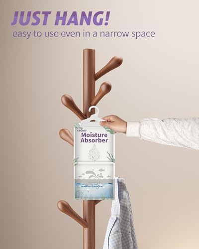 Leak proof moisture absorber bag hanging in a bathroom to reduce humidity.