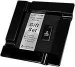 Premium imported USA cigar luxury accessory kit featuring branded black melamine ashtray and wind resistant pocket lighter.