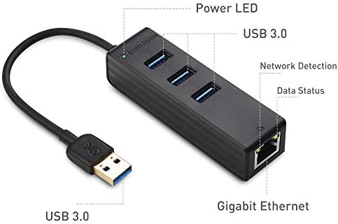 Black Cable Matters 3-port USB hub top view