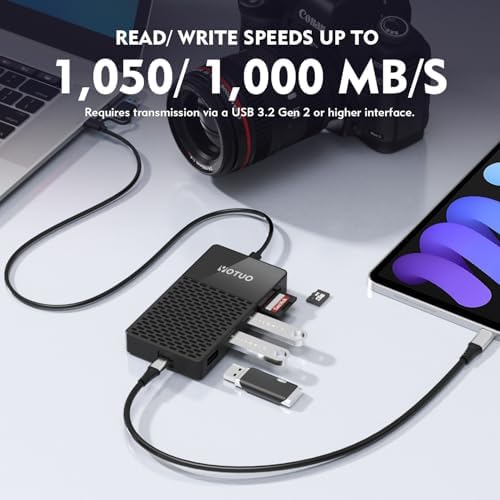 YOTUO multi-port external drive showing the integrated USB 3.2 and USB 2.0 connection ports.