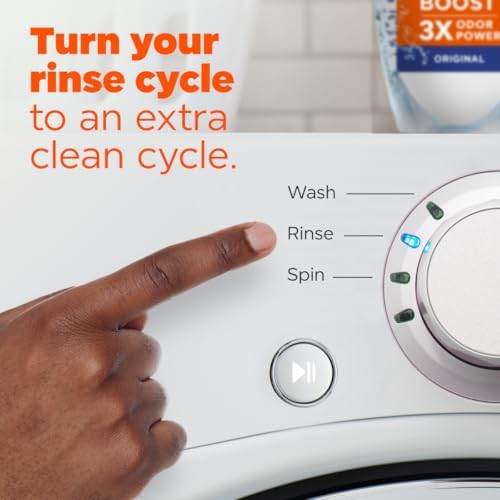 Close up of Tide 3X Odor Power fabric rinse label instructions