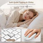 Seenda full size wireless white keyboard with numeric pad displayed on a minimalist home office desk