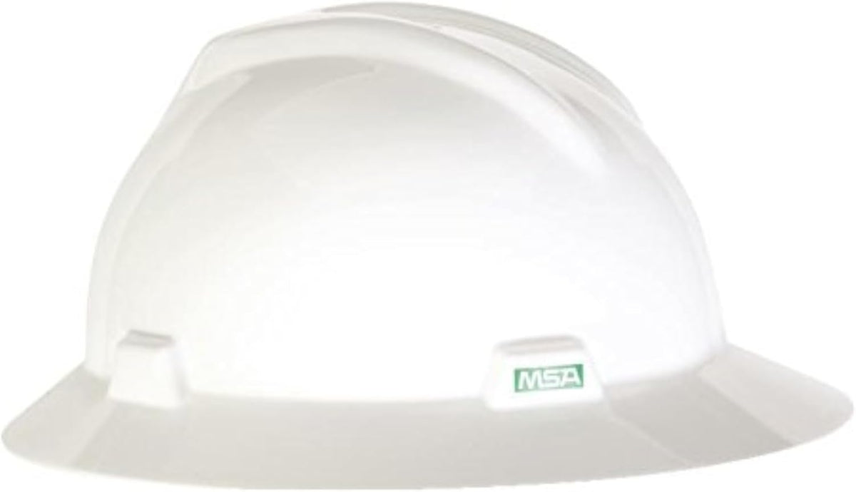 MSA V-Gard full-brim hard hat front view industrial safety helmet