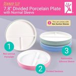 Elk and Friends kids dinnerware set with removable non-slip sleeves