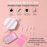 Two piece rhinestone picker set in pink spiral finish