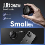Natesukii high capacity voice recorder placed next to a smartphone for size comparison.