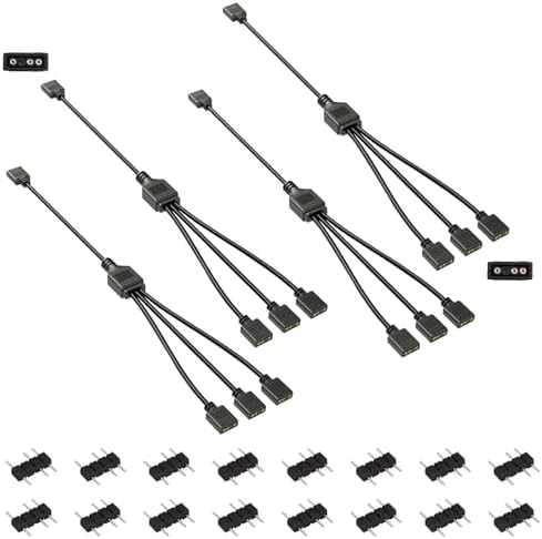 Jstincal computer chassis fan lighting components pack showcased with all adapter pins and flexible cable styling.