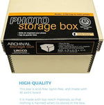 Lineco archival box storing collection of photographs