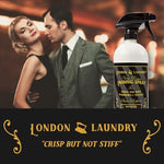 Authentic imported London Laundry fabric spray for smooth iron gliding.
