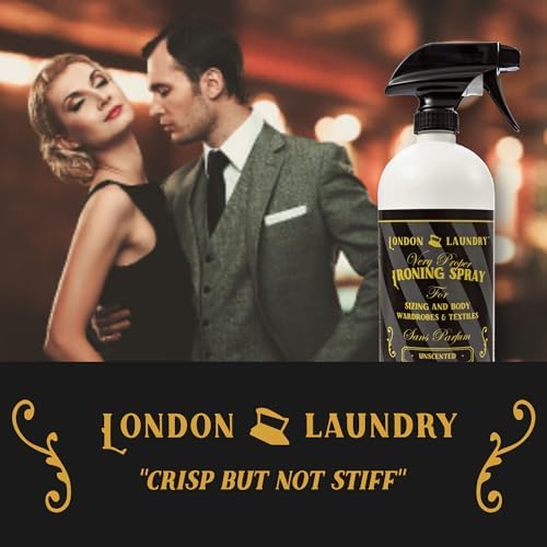 Authentic imported London Laundry fabric spray for smooth iron gliding.