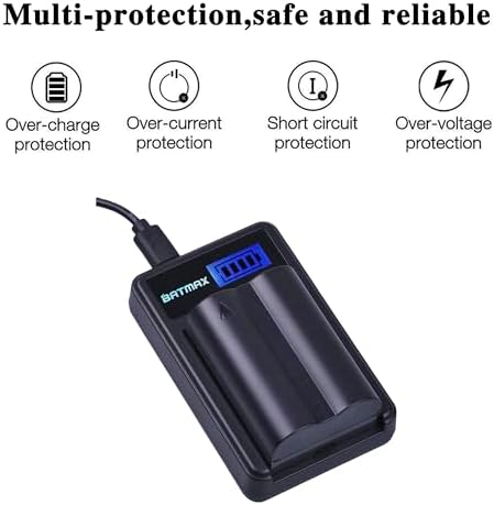 Side profile of the lightweight premium ABS camera battery charger with USB cable attached