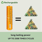 Nraonrn rechargeable AAA batteries close up view showcasing positive terminal design