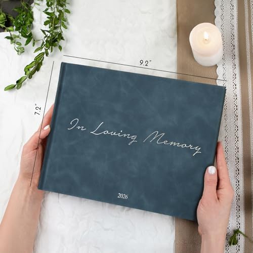 Interior pages of Sumheart funeral guest book with signing fields
