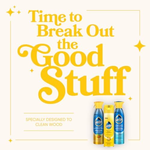 Pledge Fresh Citrus multisurface aerosol spray showing antibacterial benefits for sealed wood.