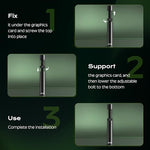 Tool free installation module for graphics card stabilizer bracket close up view