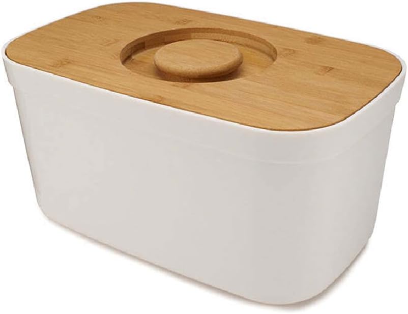 Joseph Joseph bread box with removable bamboo cutting board front view