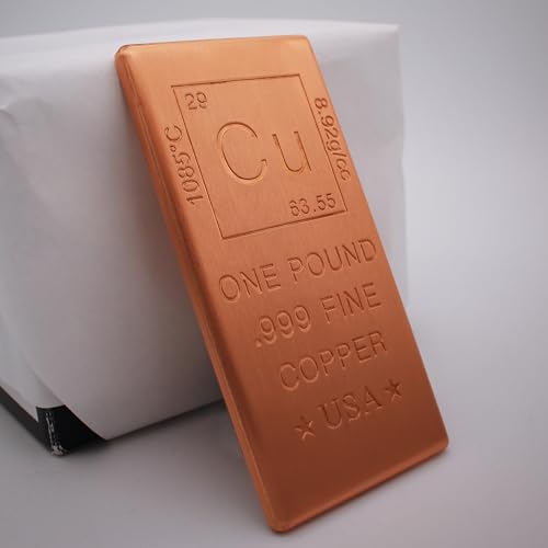 Mint State Gold 1 lb copper ingot desk paperweight angle