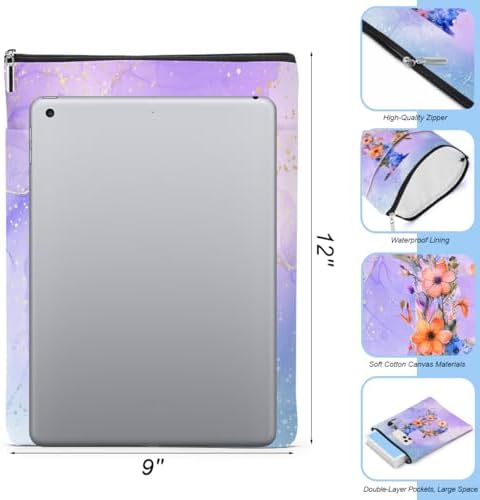 Side view of Funnybookgpt purple floral book protector showing padded fabric