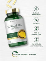 Quick release softgels of Carlyle Borage Oil displayed next to the supplement bottle