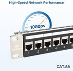 Cable Matters 1U shielded patch panel rear view demonstrating inline keystone couplers