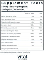 Vital Nutrients bioavailable citrate malate formula trace minerals dietary supplement bottle.