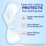 Always Infinity 46 count unscented sanitary napkins with wings.