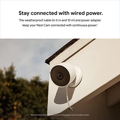 Google five meter weatherproof security camera charging cord with magnetic pin connector close up