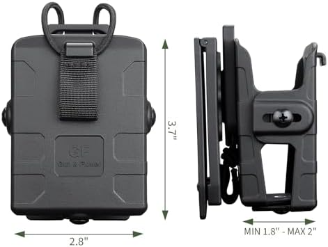 Gun & Flower polymer radio holder attached securely to a tactical vest webbing system.