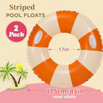 Onepty striped swim ring floating in blue pool water