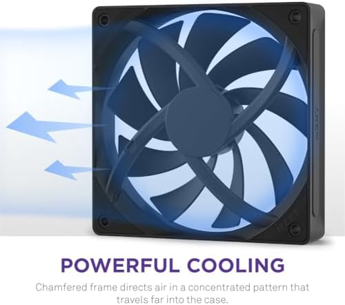 NZXT 120mm quiet case fan showing rear motor hub and technical specifications sticker